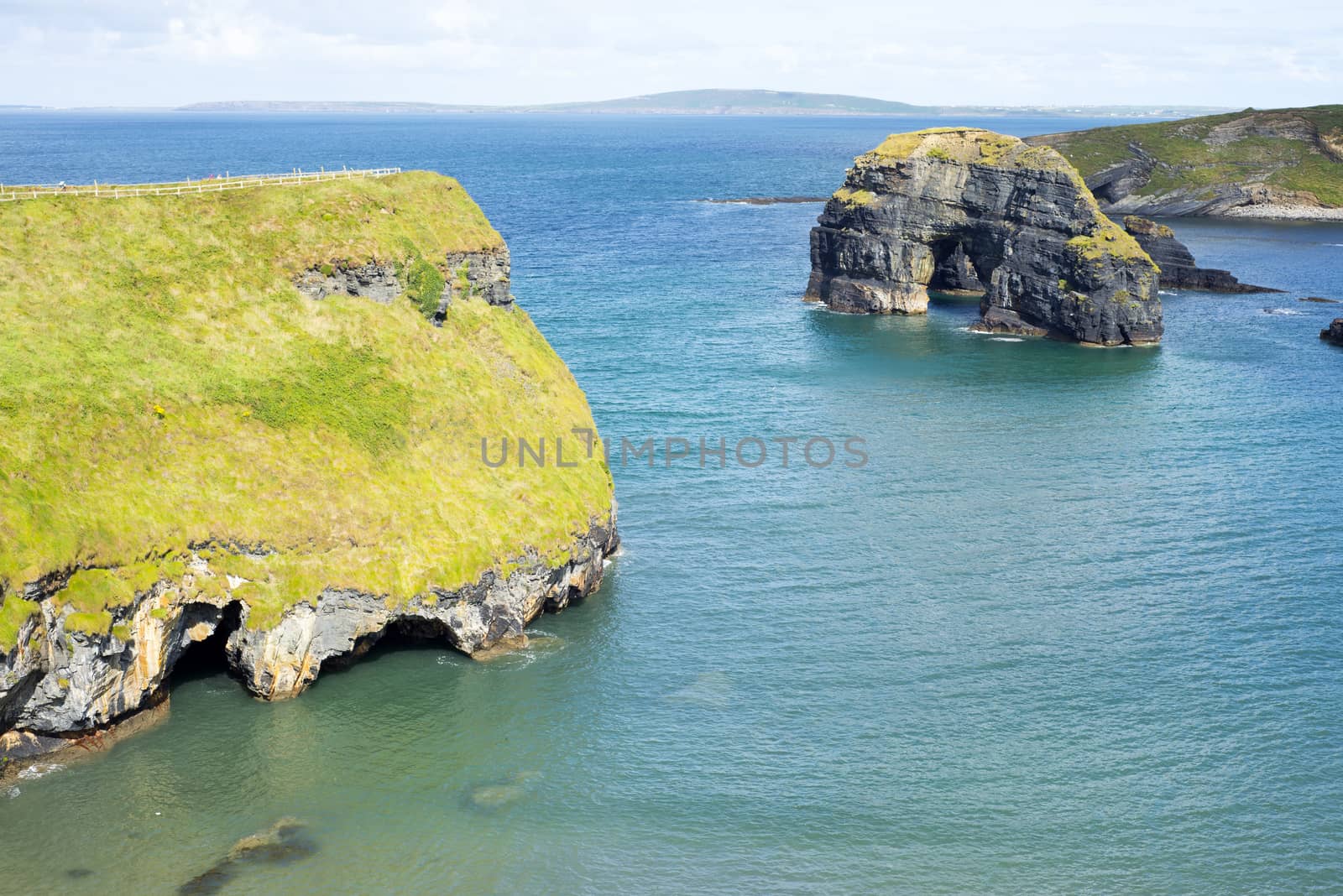 beautiful view of the virgin rock with cliffs and headland on the wild atlantic way