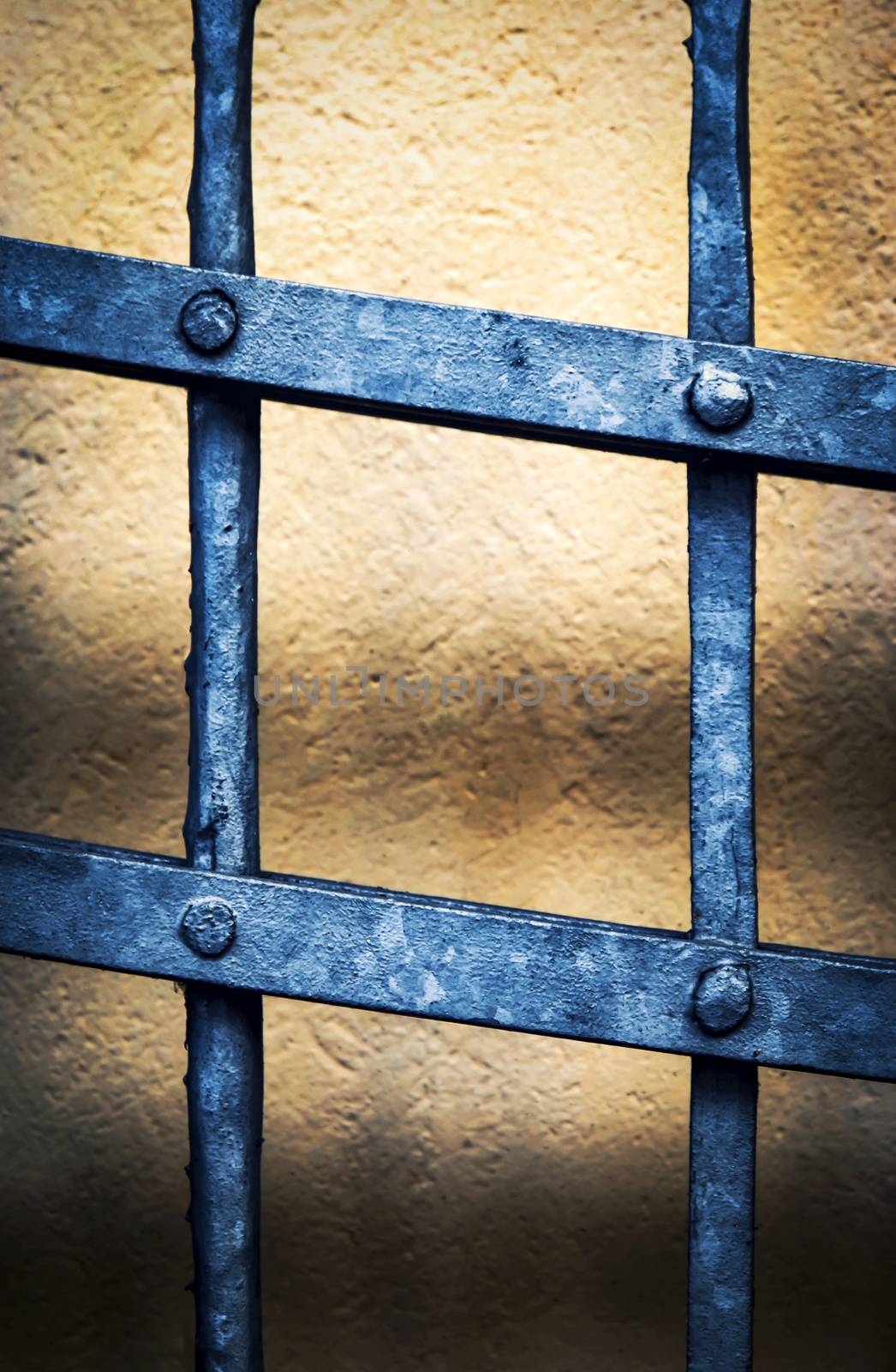abstract background black forged iron grating with rivets