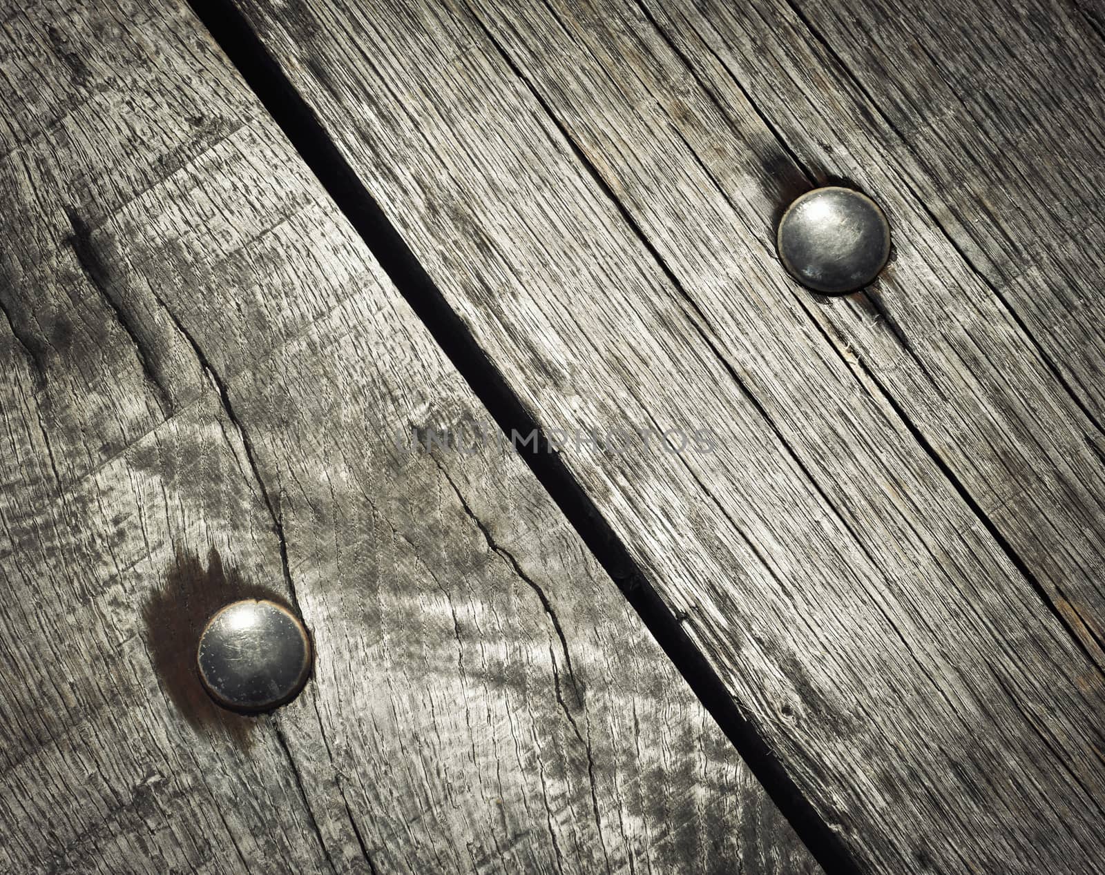 abstract background detail riveted on wooden boards