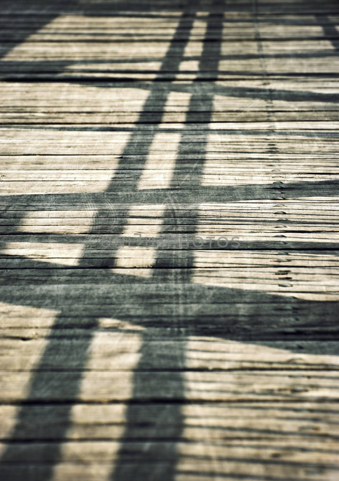 Shadows on a wooden board bridge by Ahojdoma