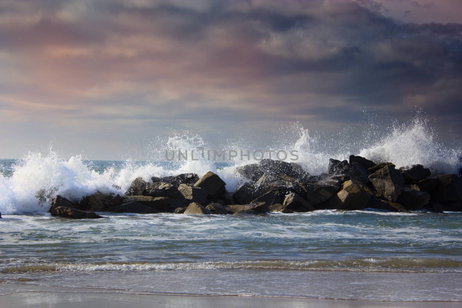 Stormy ocean waves, beautiful seascape, big powerful tide in action, storm weather in a deep blue sea, forces of nature, natural disaster.ocean wave in the Pacific ocean