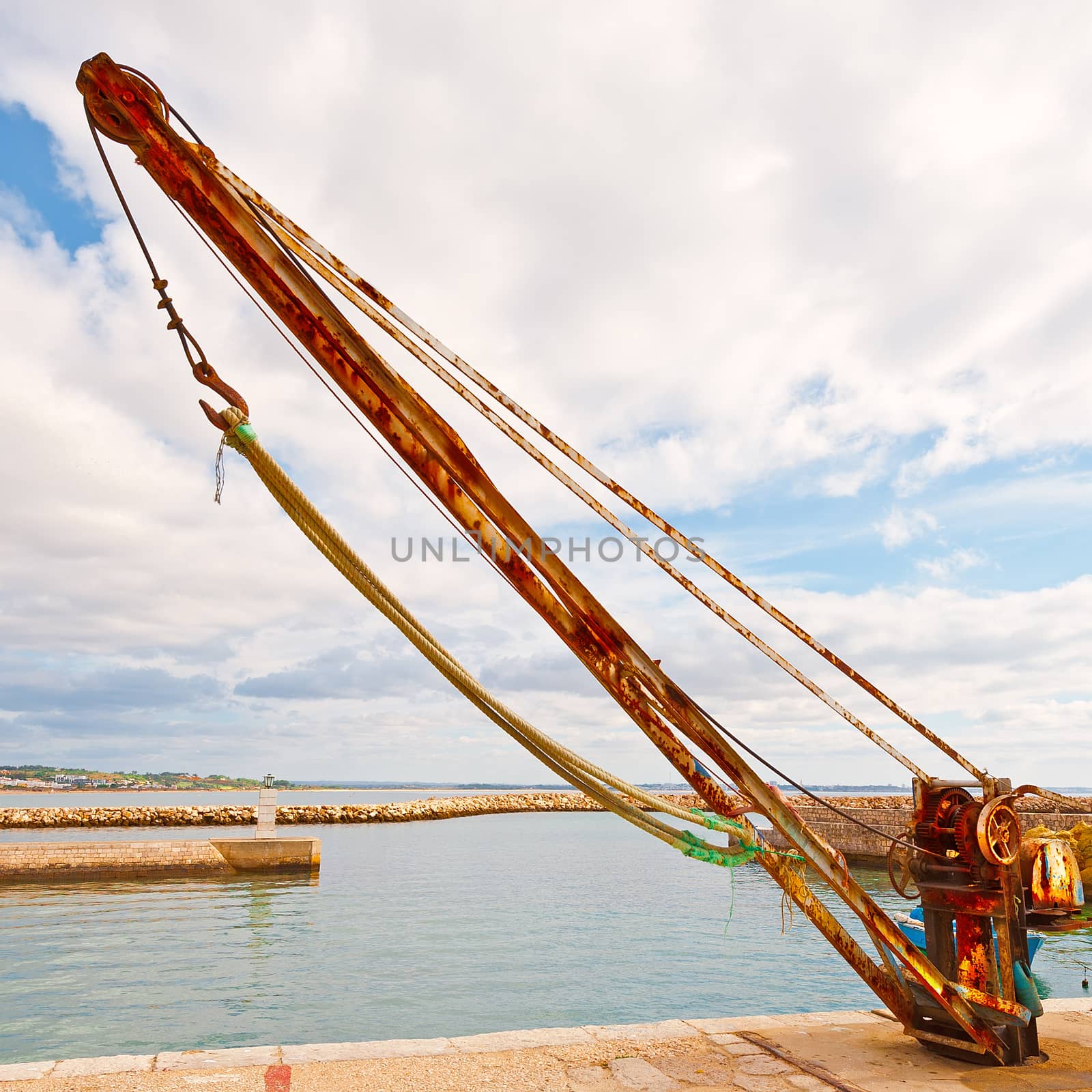 Rusty Mechanism for Launching Boats into the Water in a  Harbor on the Atlantic Coast of Portugal