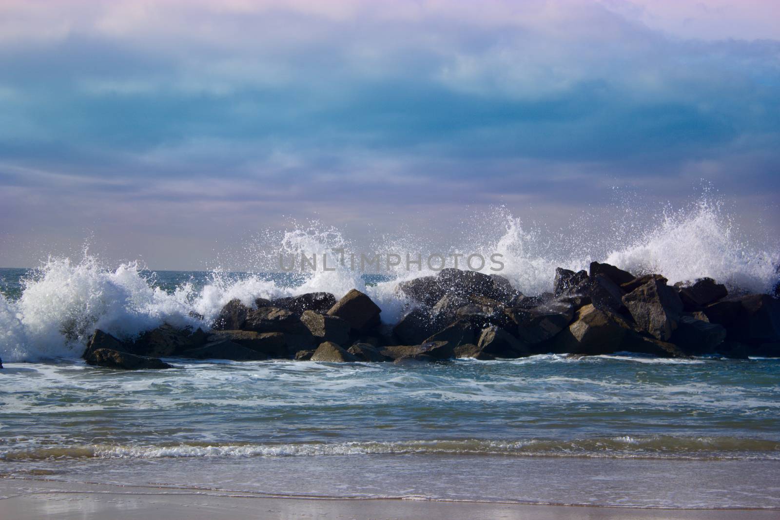 Stormy ocean waves, beautiful seascape, big powerful tide in action, storm weather in a deep blue sea, forces of nature, natural disaster.ocean wave in the Pacific ocean