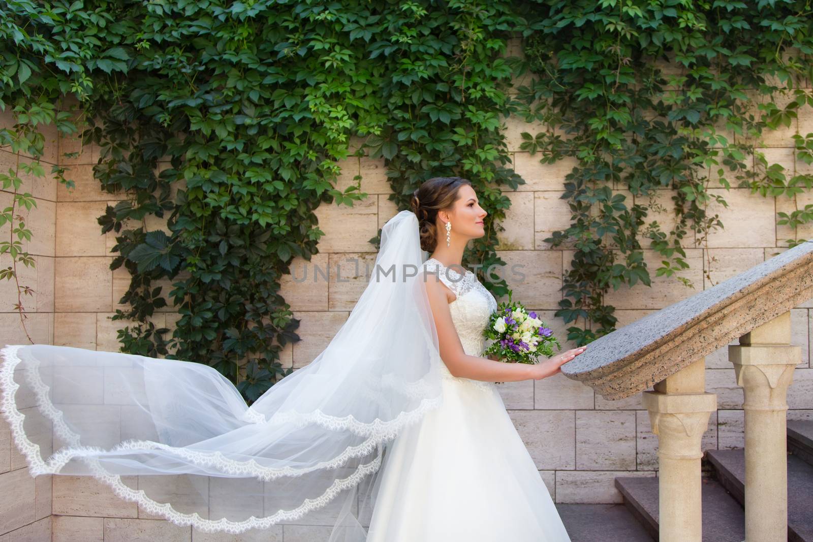 Stylish Bride in an expensive white dress