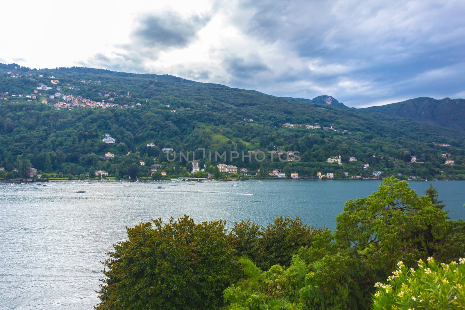 view over Lago Maggiore and surrounding Alps, Northern Italy