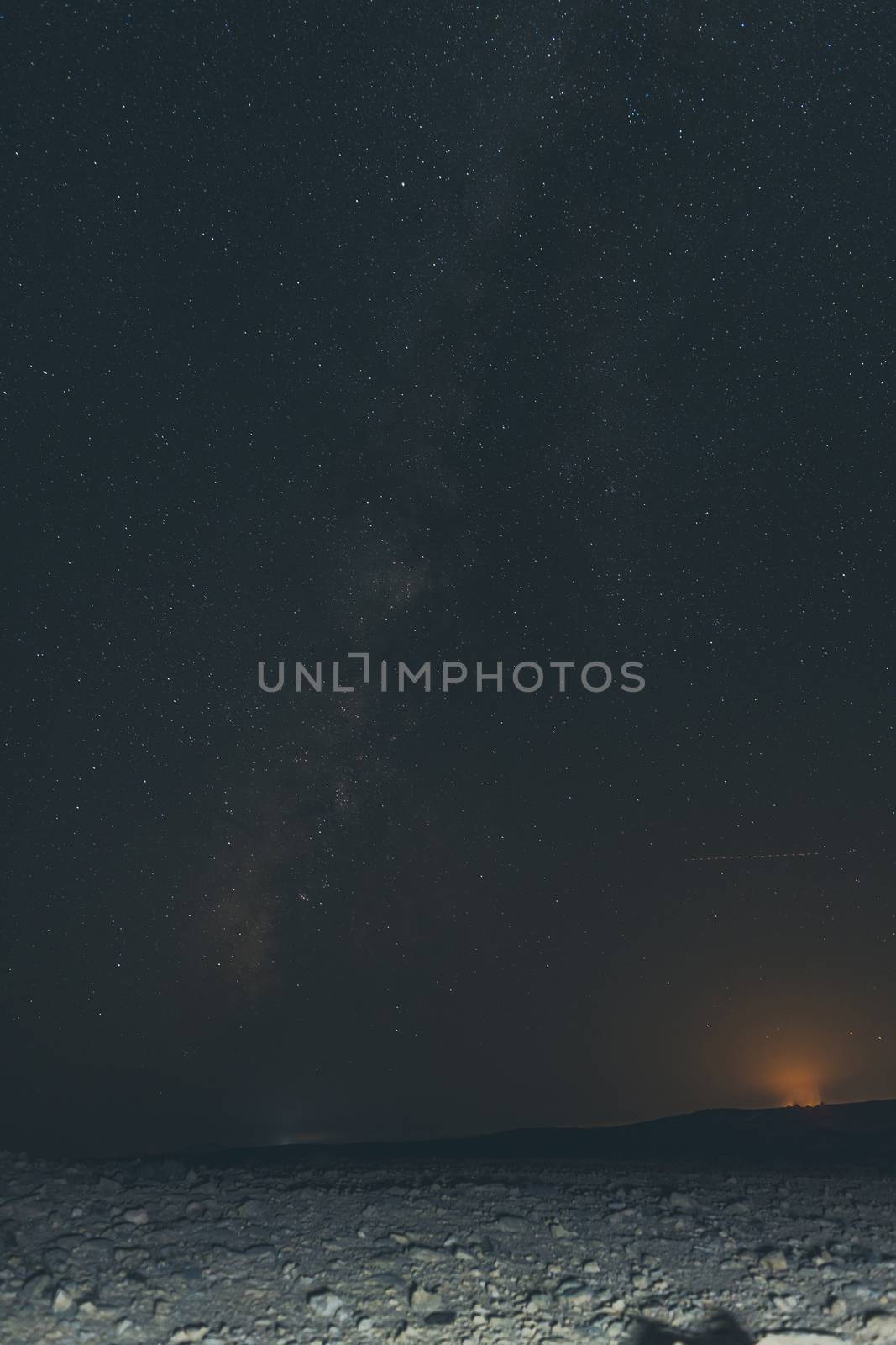 landscape desert night and the starry sky