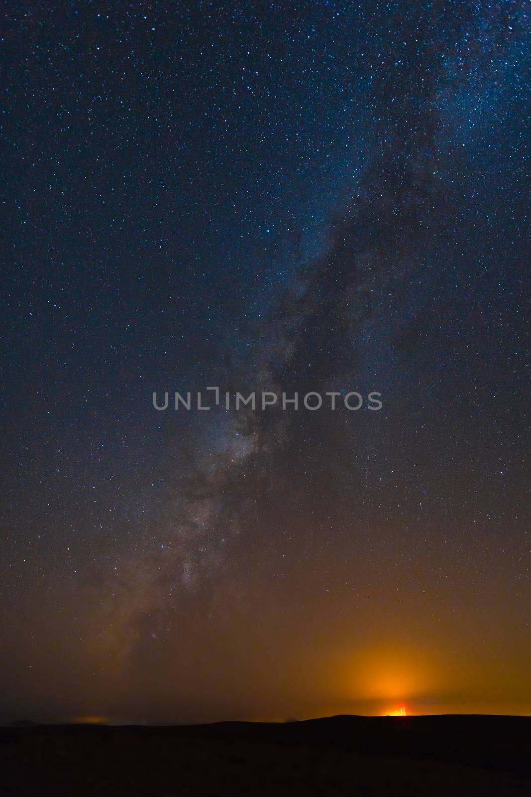 landscape desert night and the starry sky