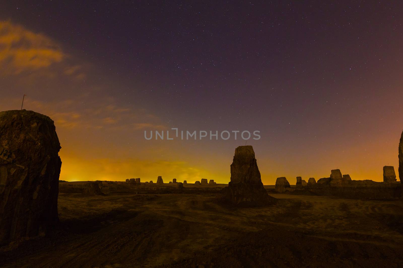landscape desert night and the starry sky