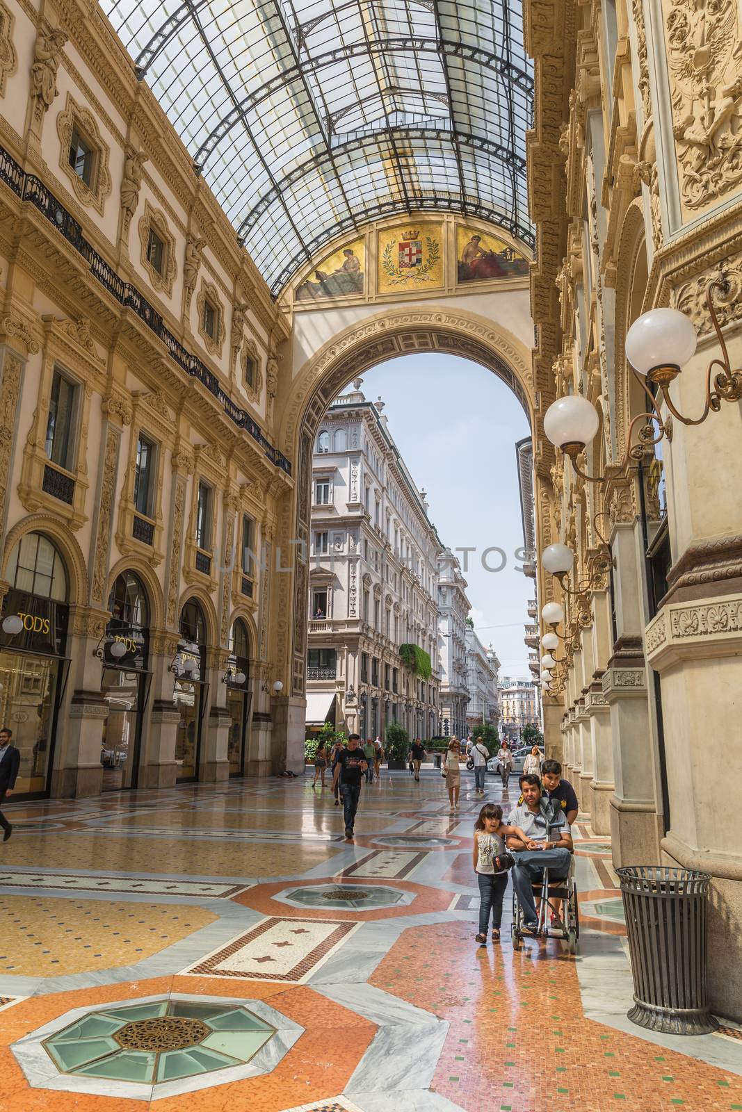 MILAN, ITALY - AUGUST 03, 2016: Galleria Vittorio Emanuele II in Milan, one of the world's oldest shopping malls, built between 1865 and 1877.