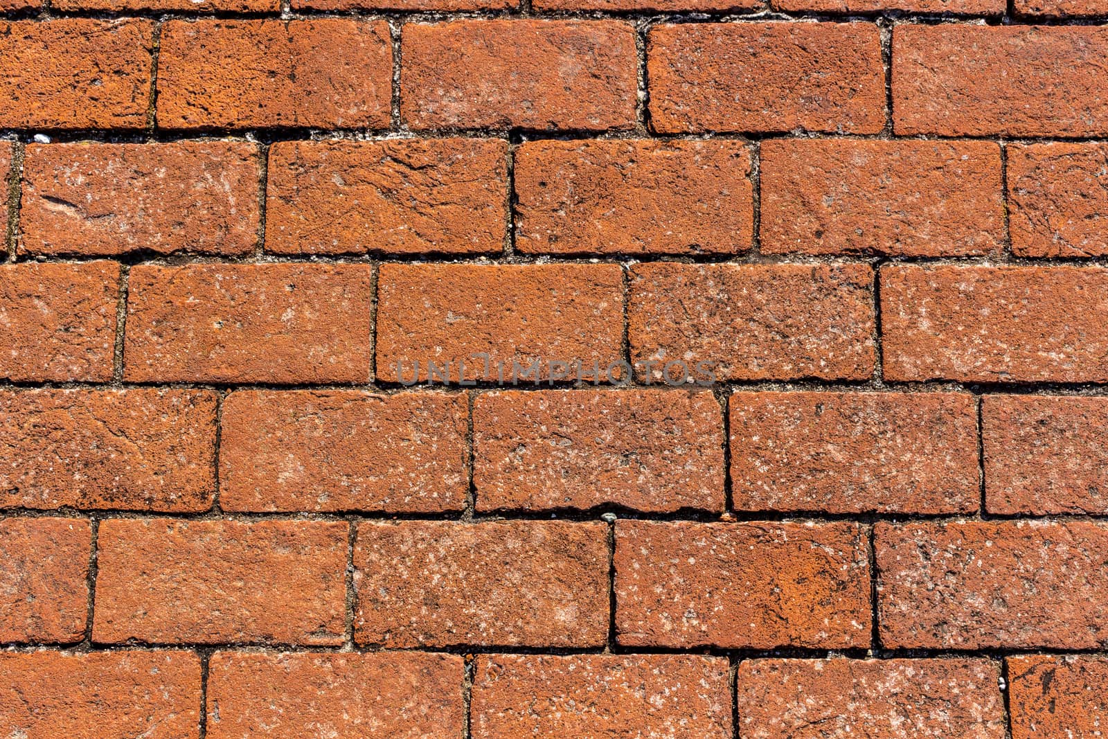 Detailed ancient red brick wall background photo texture.