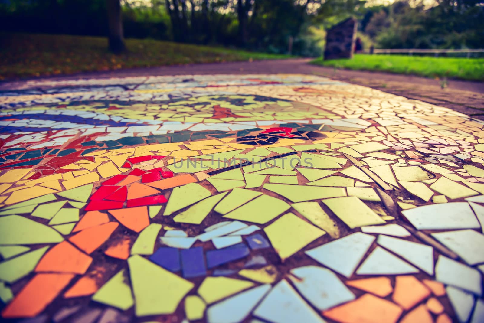 Floor mosaic background in Barnsley-UK park
