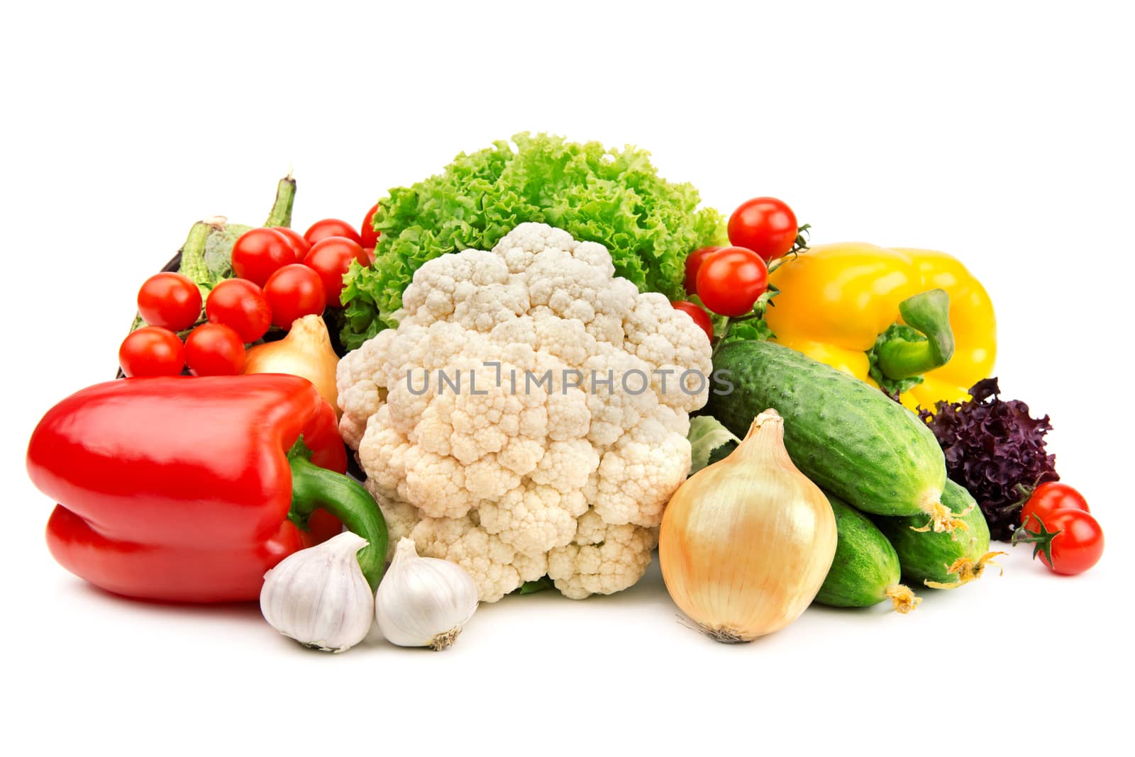 Set of vegetables isolated on white background