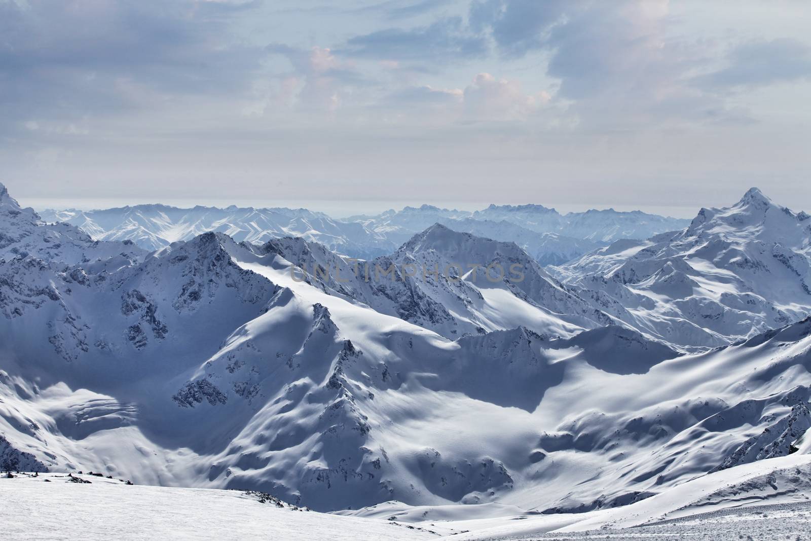 View on Elbrus Mount - the highest point of Europe. Russia. Caucasus.