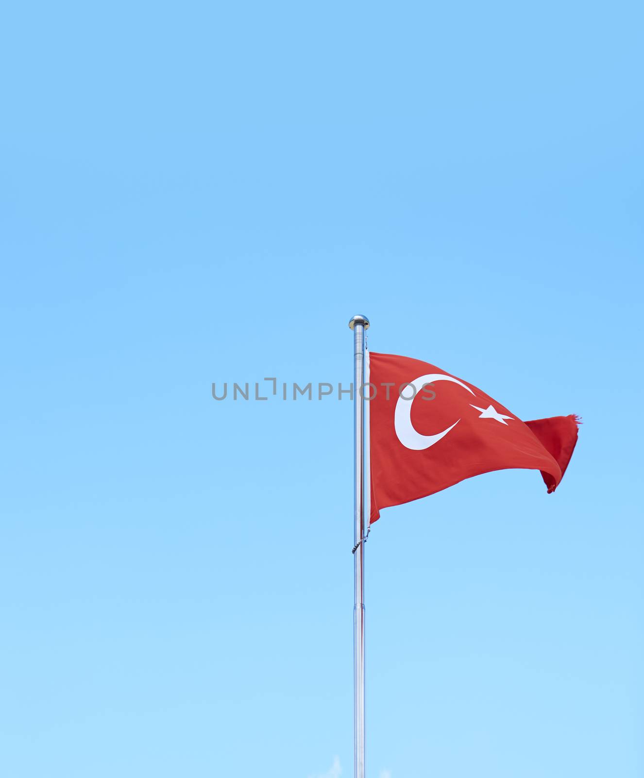 Turkish flag waving in the sky