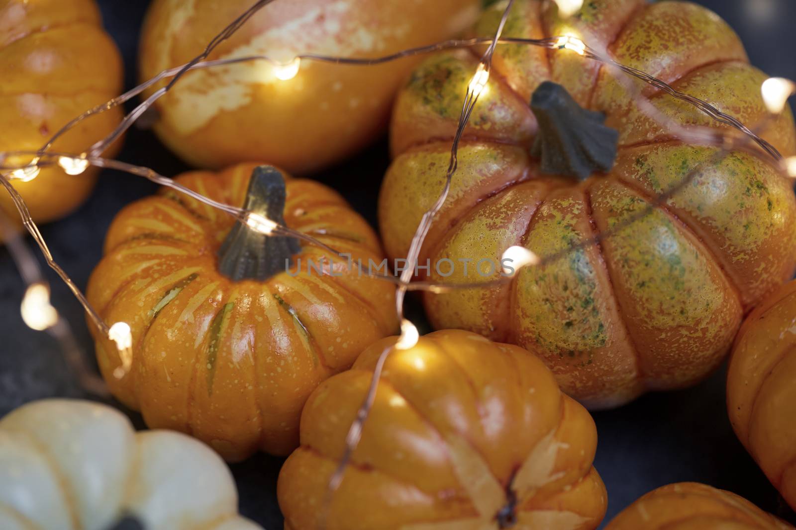 Halloween pumpkins with electric illumination