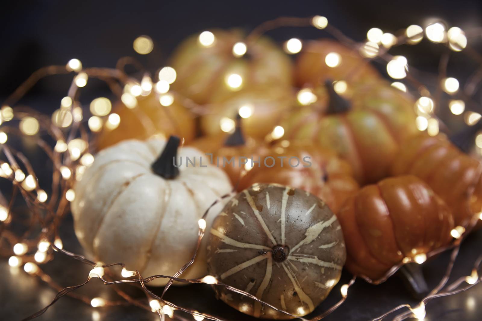 Halloween pumpkins with electric illumination
