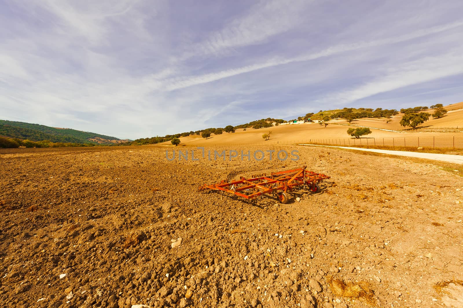 Landscape with Harrow on the Plowed Field in Spain
