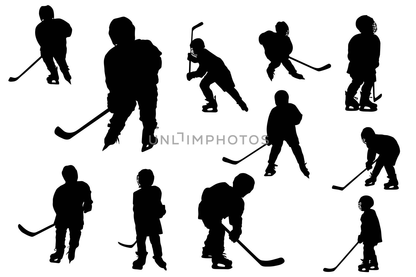 collage of silhouettes hockey players by zhannaprokopeva