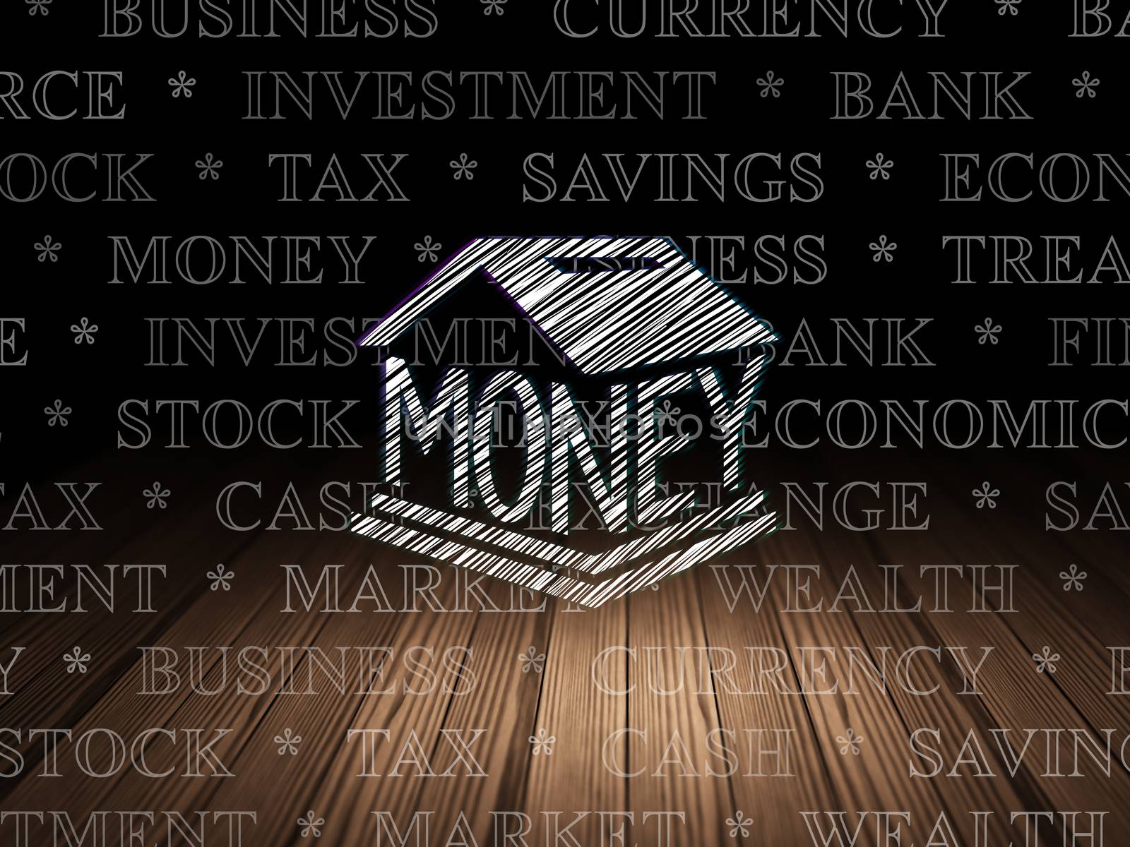 Money concept: Money Box in grunge dark room by maxkabakov