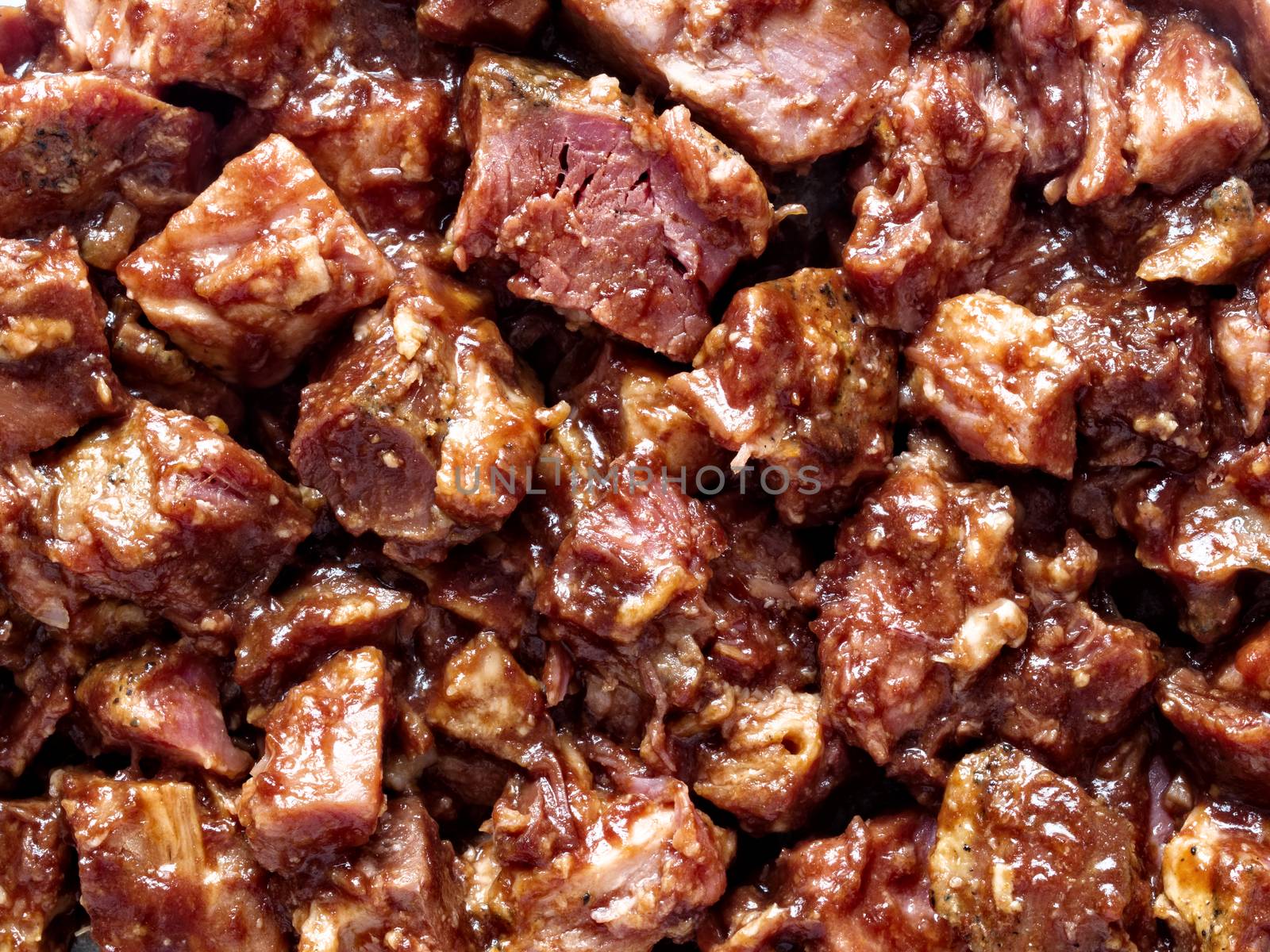 close up of rustic american barbecued pork food background
