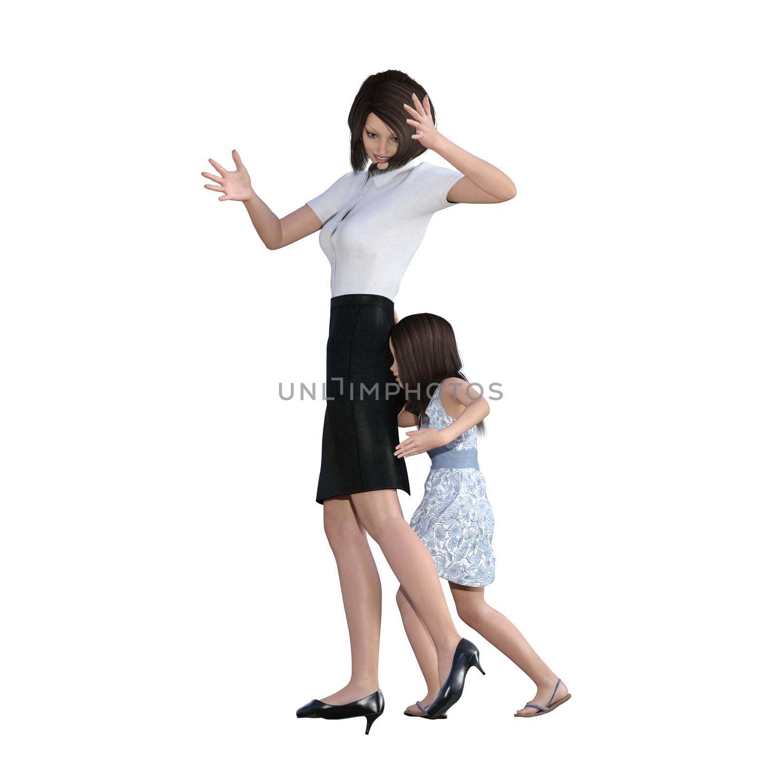 Mother Daughter Interaction of Girl Pushing Mom by kentoh