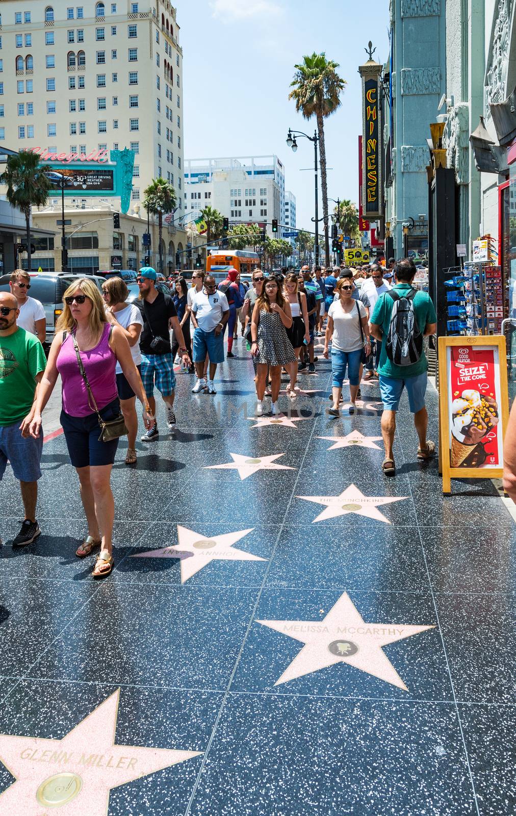 LOS ANGELES, USA - AUGUST 5, 2016: Walk of Fame on Hollywood Boulevard on August 5th 2016.
