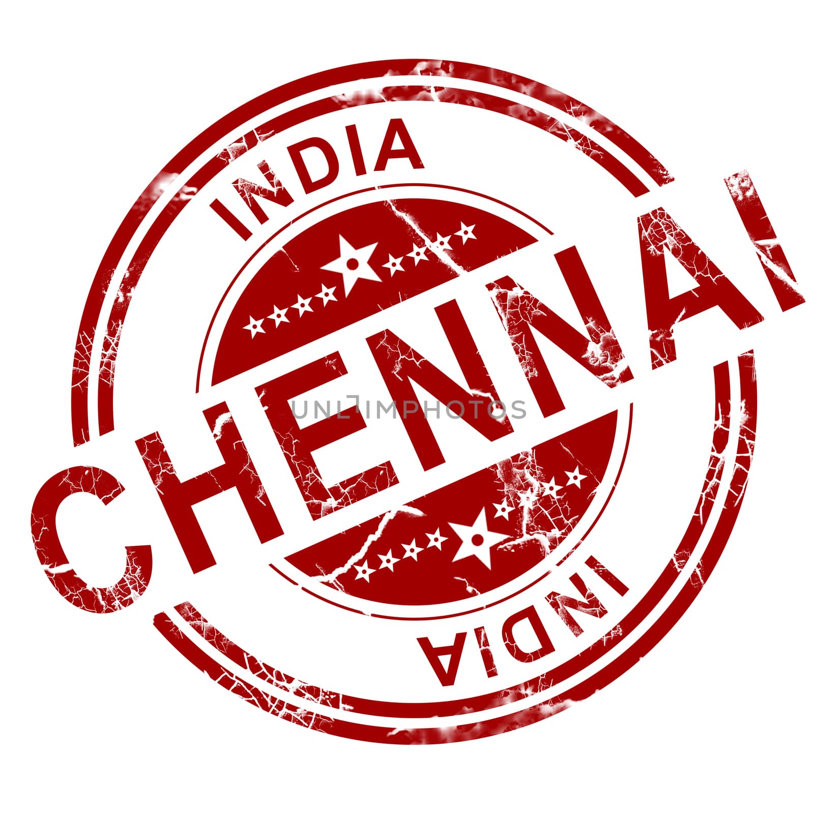 Red Chennai stamp with white background, 3D rendering