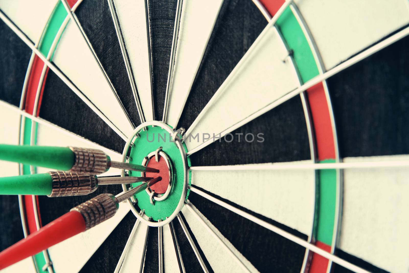 Darts bullseye target close up concept of success