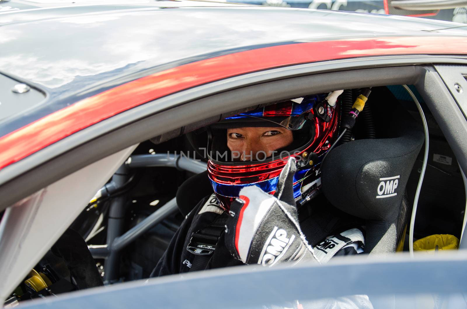 BURIRAM - THAILAND 24 : Lamborghini Super Trofeo Asia on display Buriram Super Race 2016 at Chang International Racing Circuit on July 24, 2016, Buriram, Thailand.