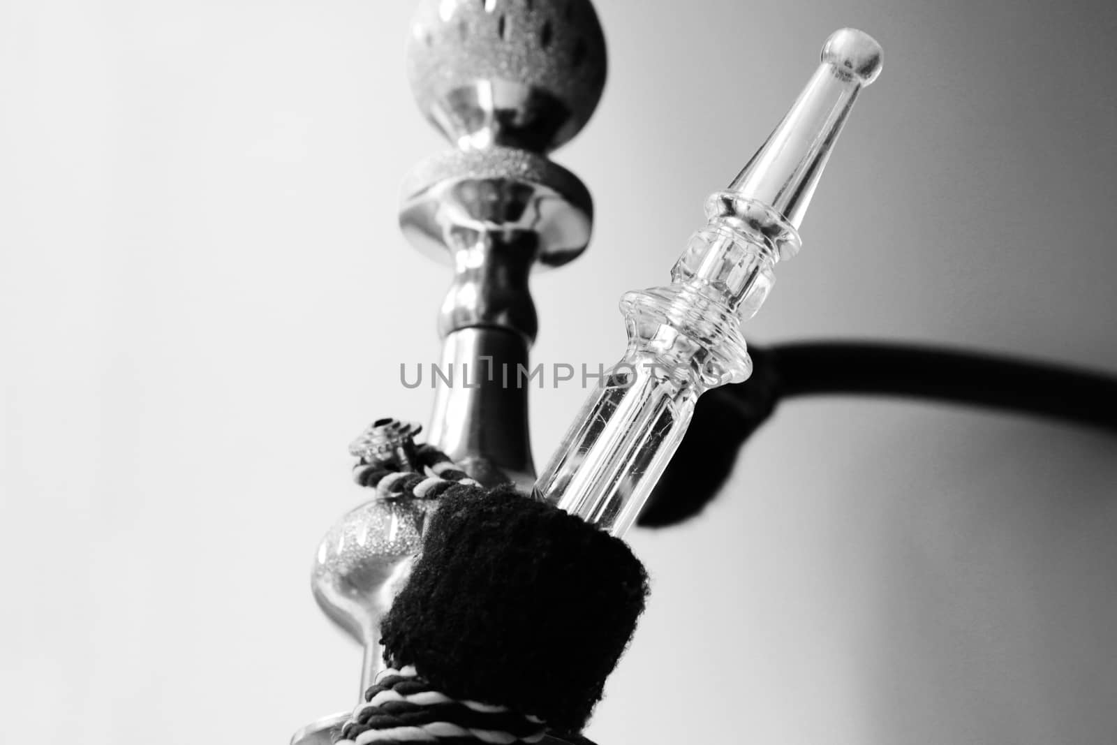 Hookah close up black and white isolated photo