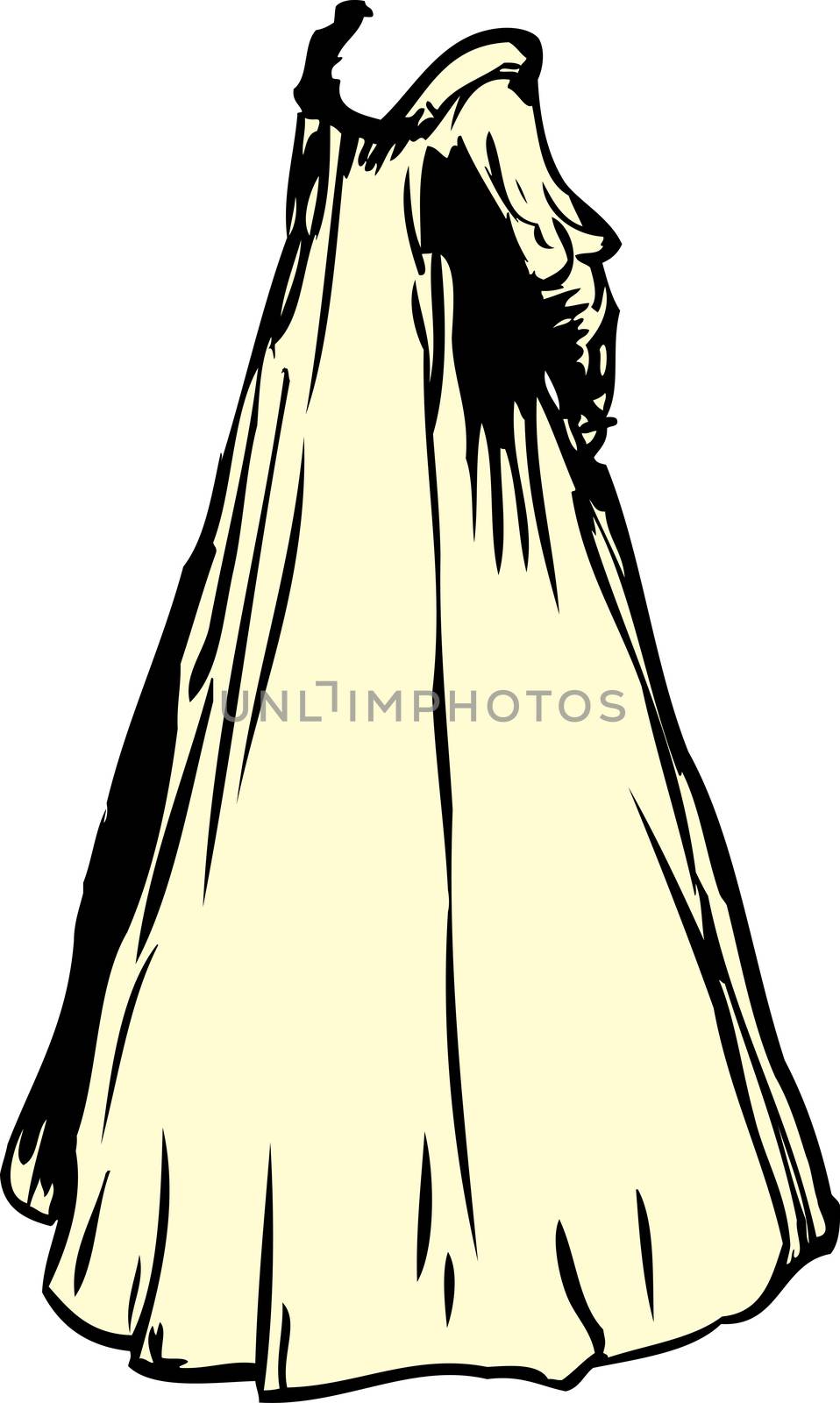Single empty 1700's era nightgown over white background