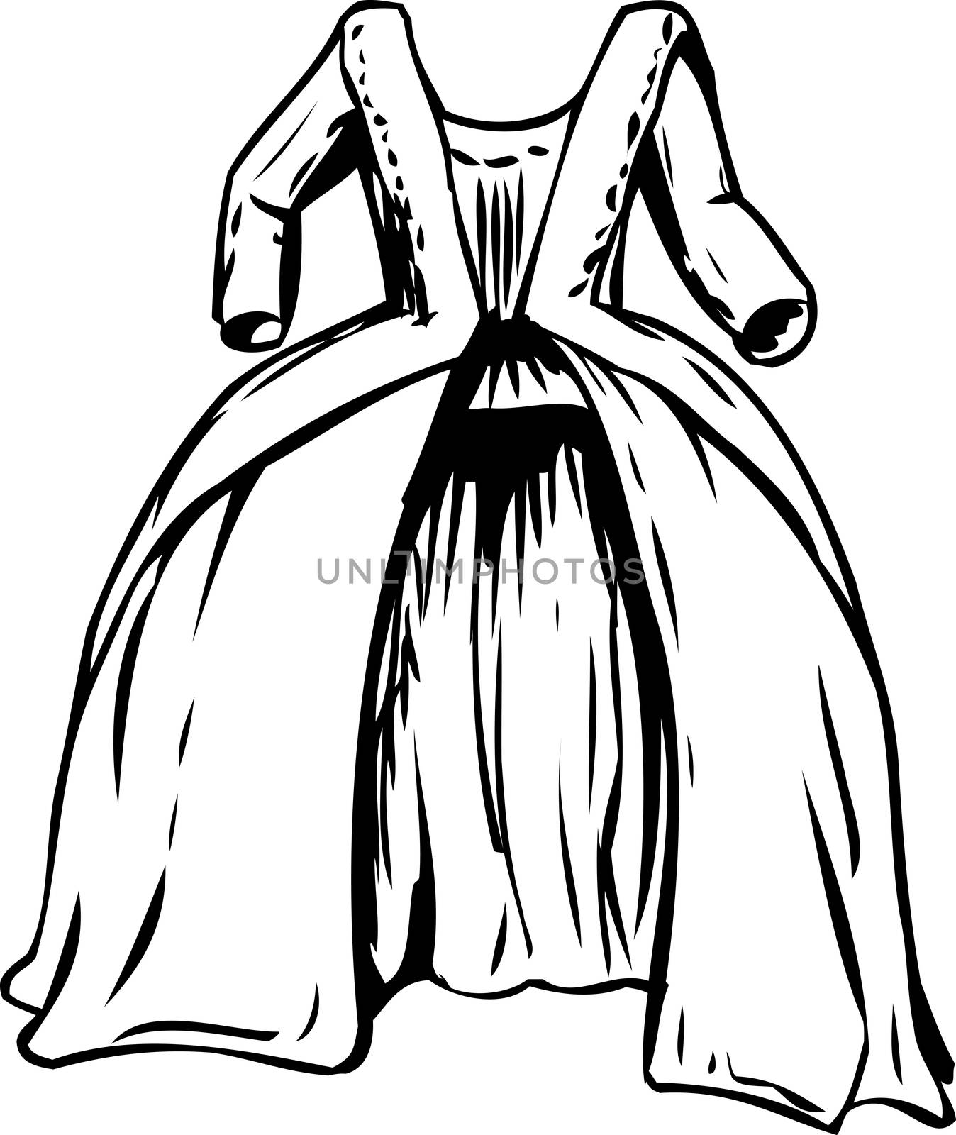 Outlined round gown or court dress from 18th century fashion