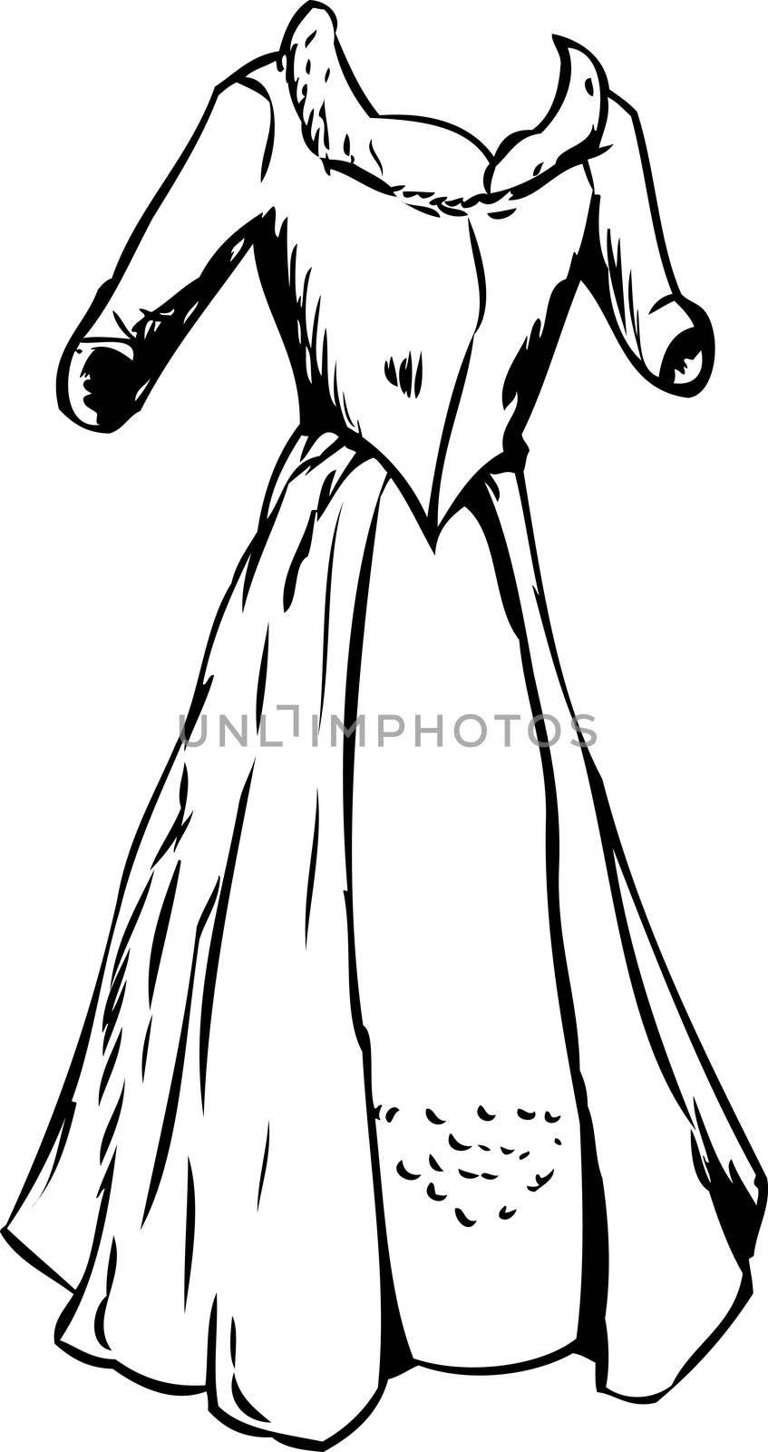 Outlined Dress with Open Robe Skirt by TheBlackRhino