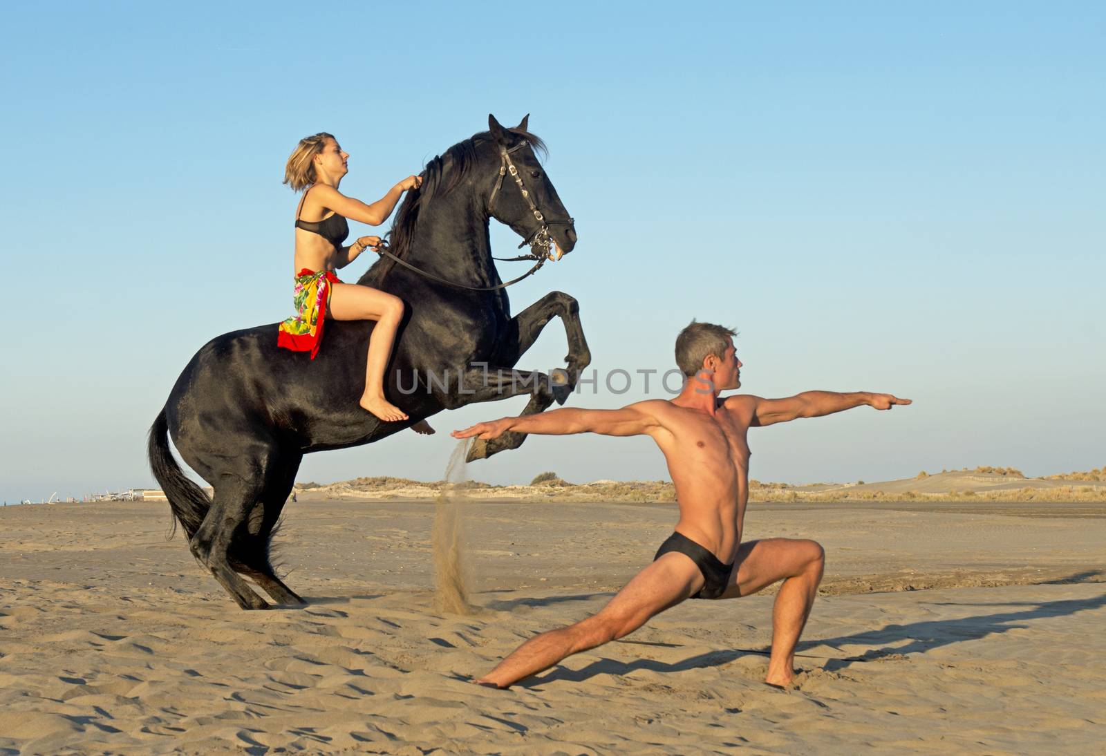 horse woman and yoga man by cynoclub