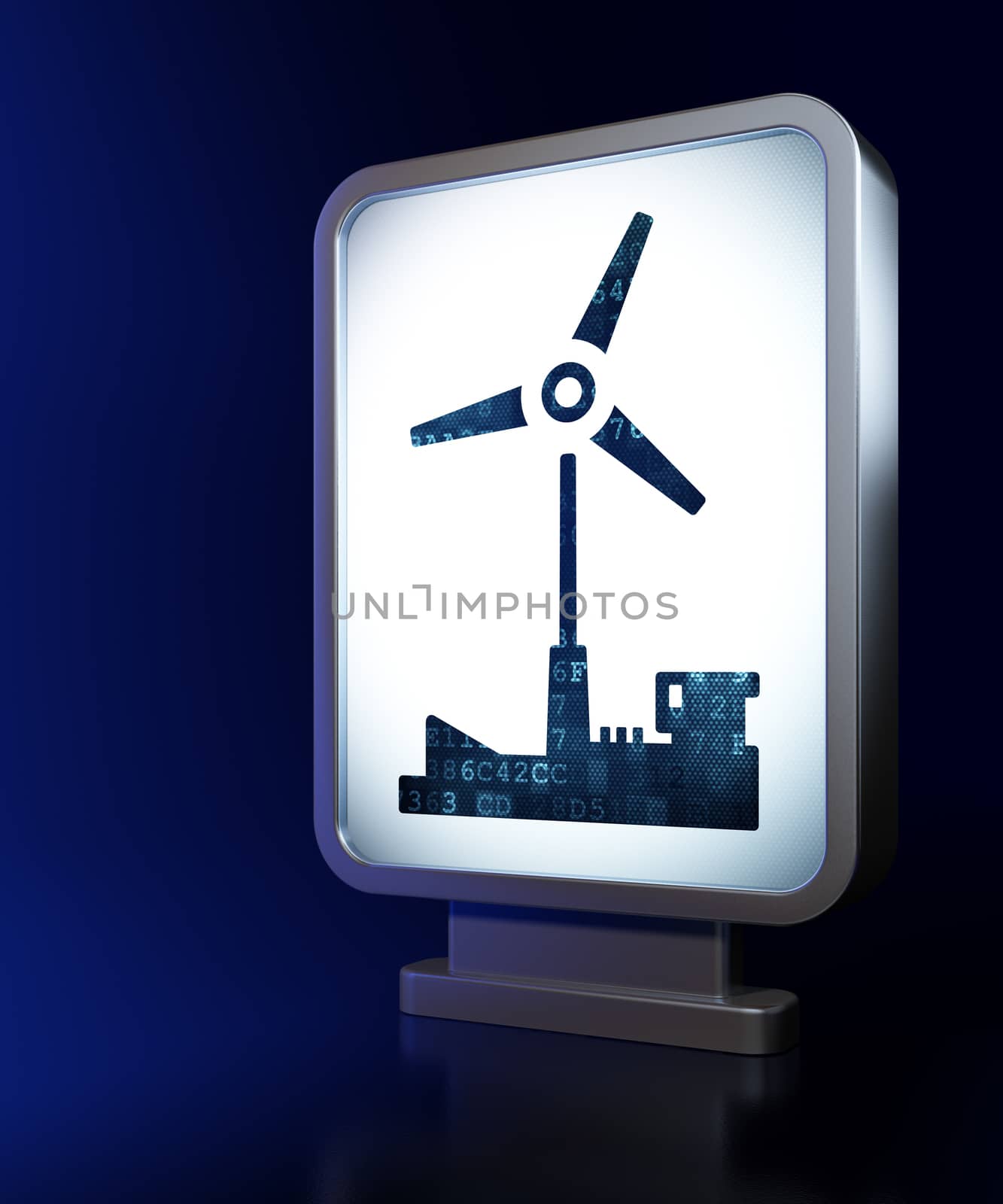 Manufacuring concept: Windmill on billboard background by maxkabakov