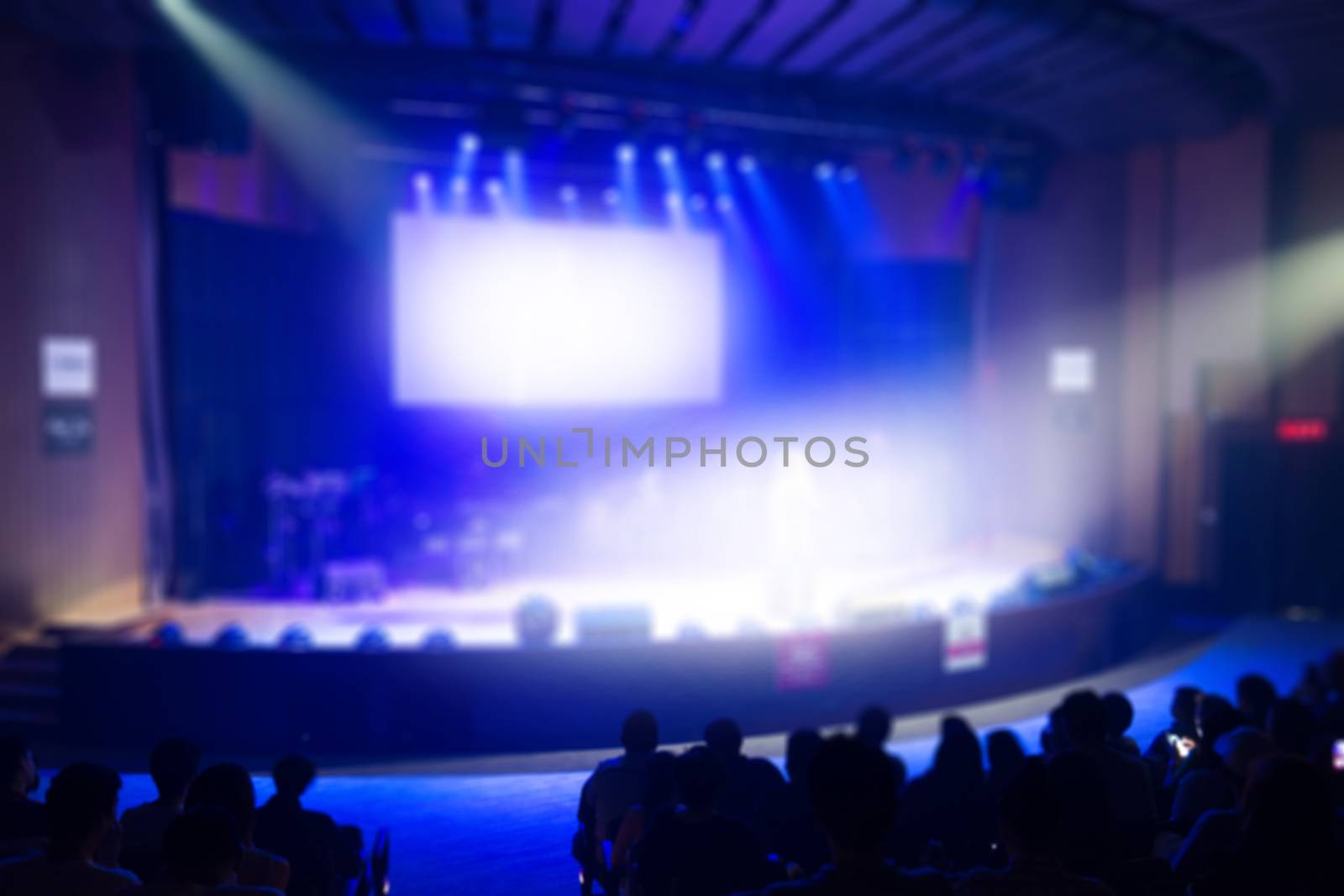 Crowd in front of concert stage Performance, Blur or Defocus as Background