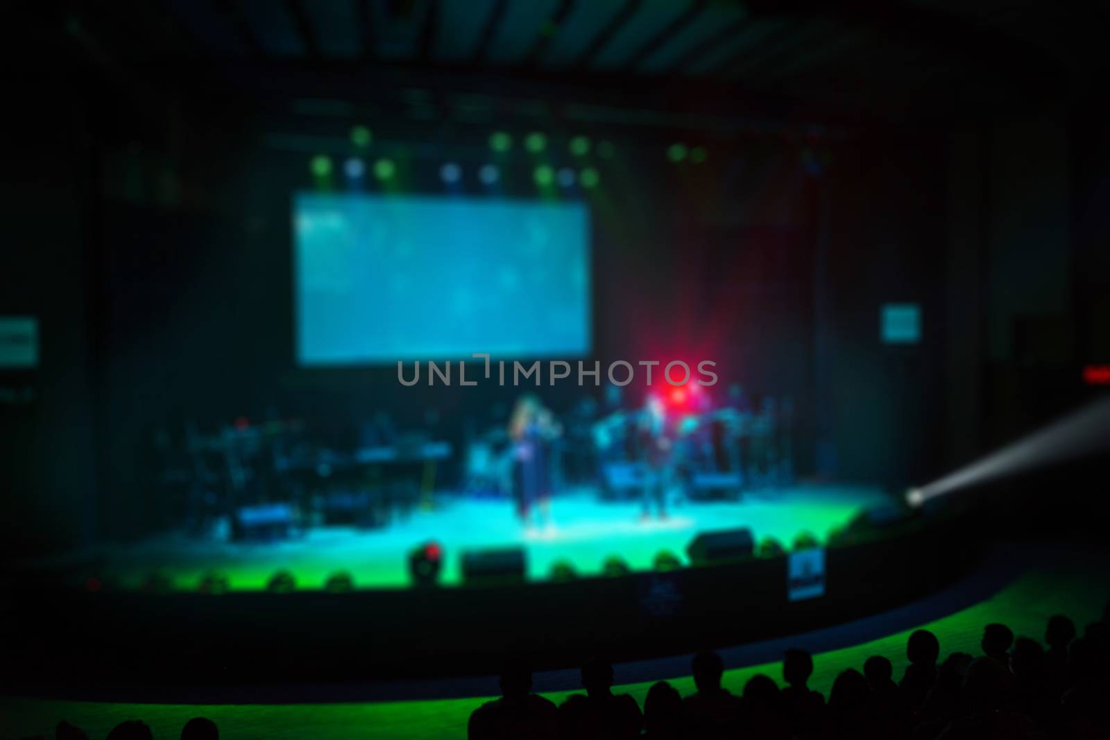 Crowd in front of concert stage by thampapon
