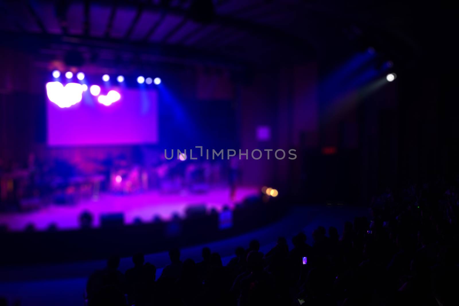Crowd in front of concert stage Performance, Blur or Defocus as Background