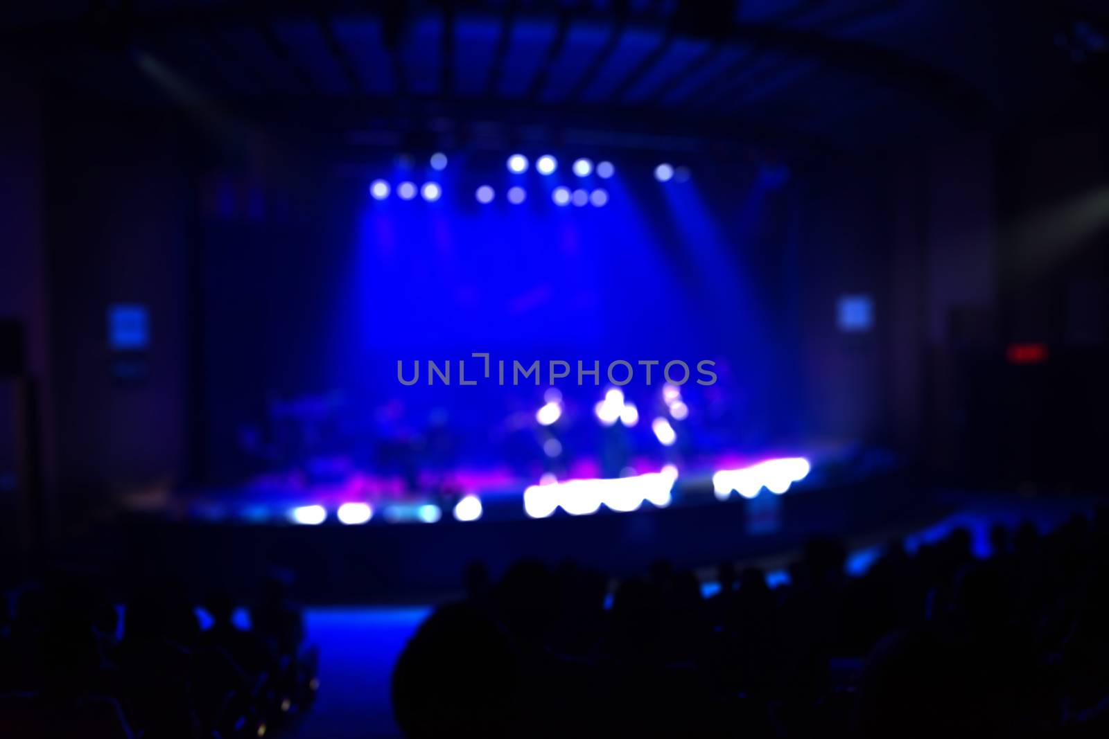 Crowd in front of concert stage Performance, Blur or Defocus as Background