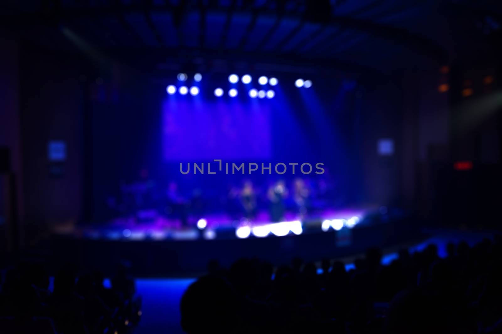 Crowd in front of concert stage Performance, Blur or Defocus as Background