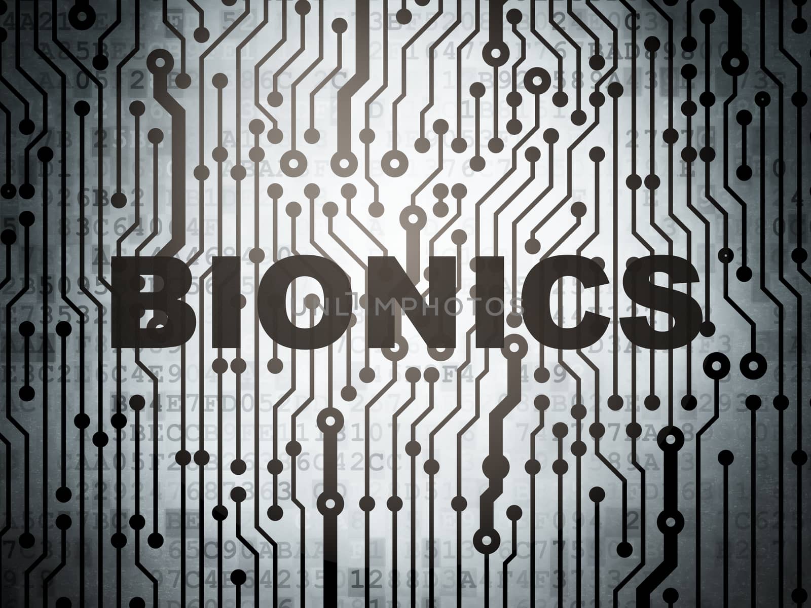 Science concept: circuit board with Bionics by maxkabakov