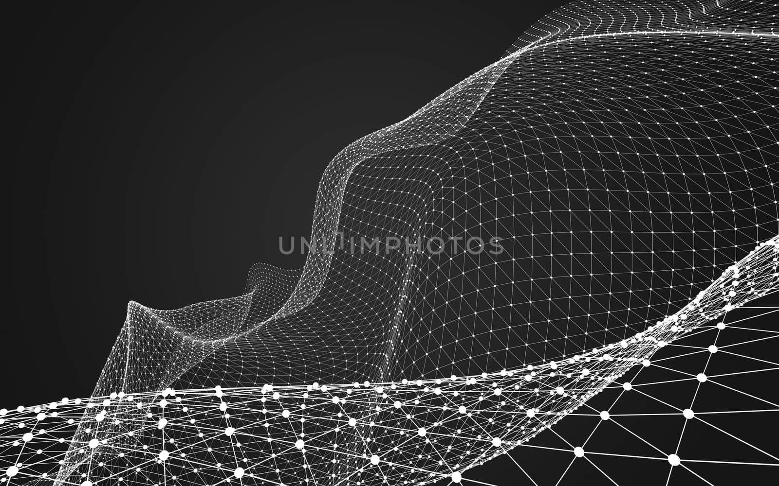 Abstract polygonal space low poly dark background, 3d rendering by teerawit