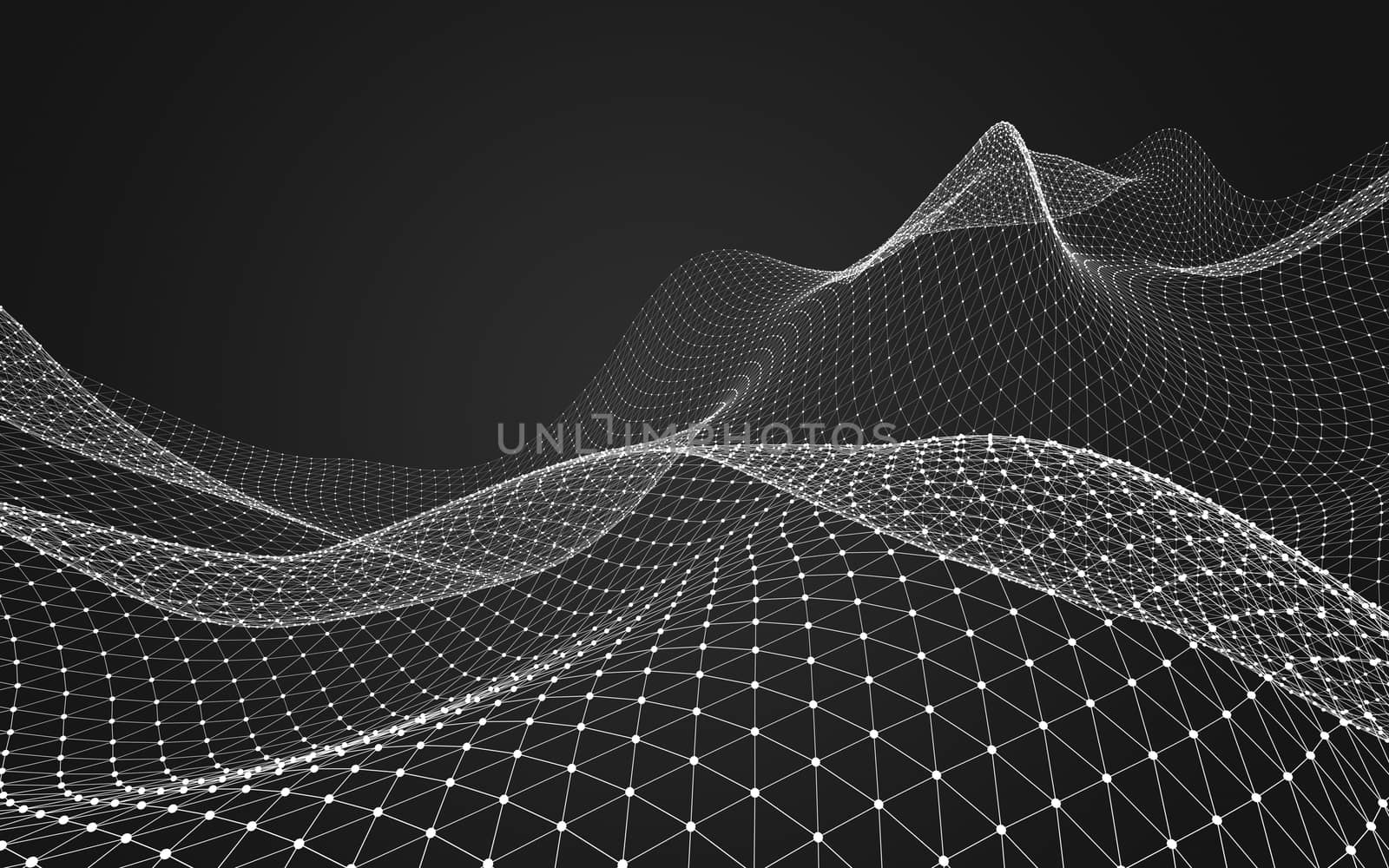 Abstract polygonal space low poly dark background, 3d rendering by teerawit