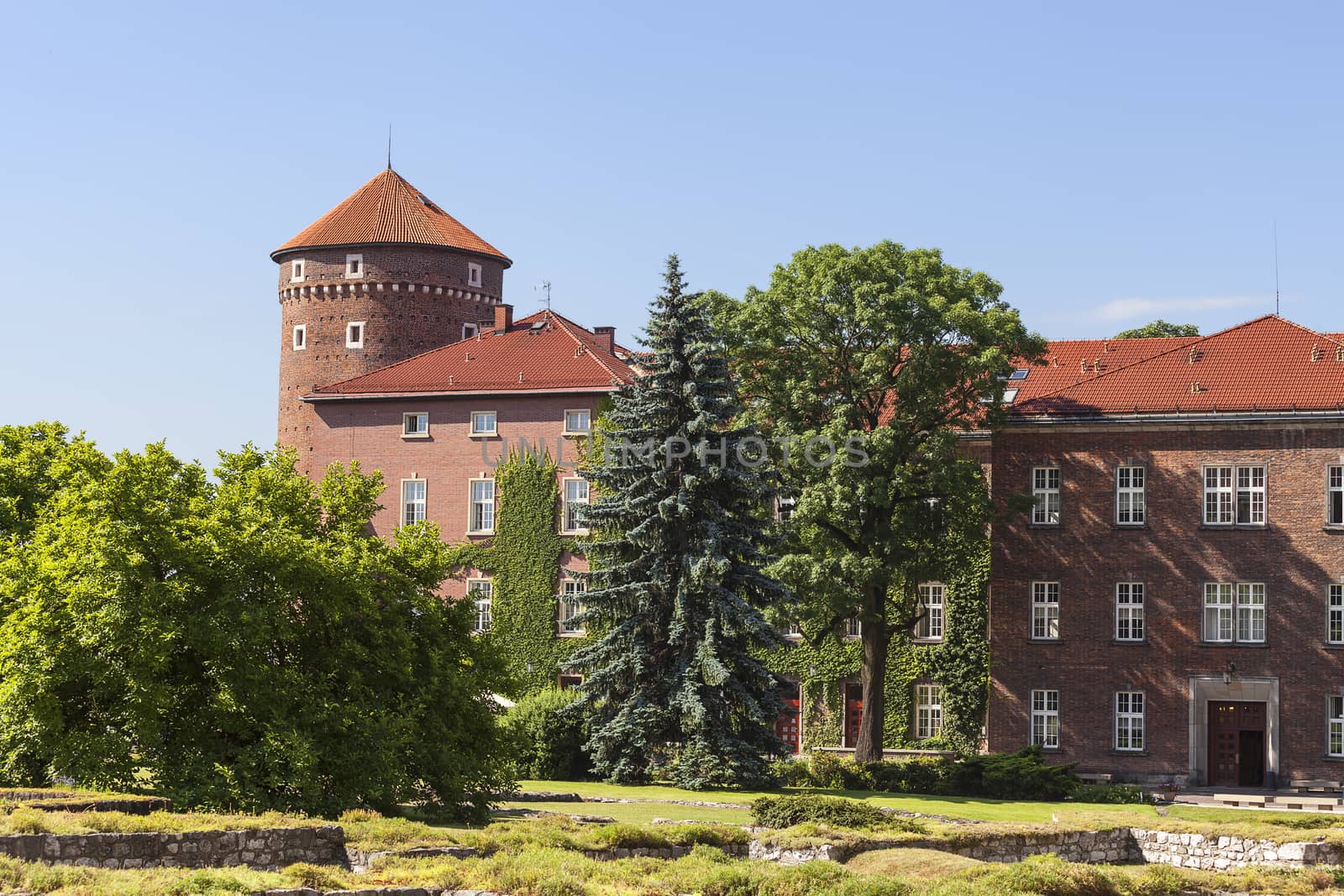 Wawel Royal Castle with Sandomierska Tower, Krakow, Poland.