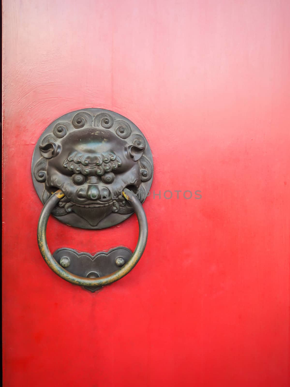 Lion bell with red gates doors by worrayuth