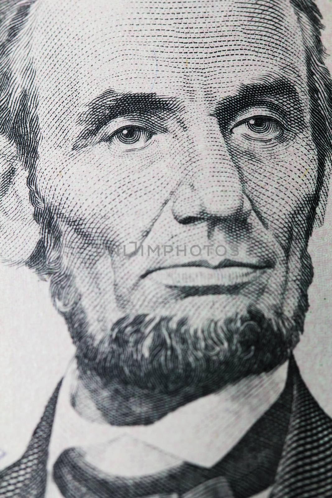 Lincoln portrait on dollar close up macro