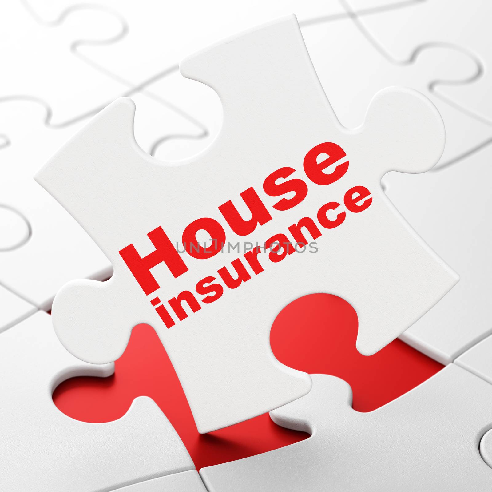 Insurance concept: House Insurance on puzzle background by maxkabakov