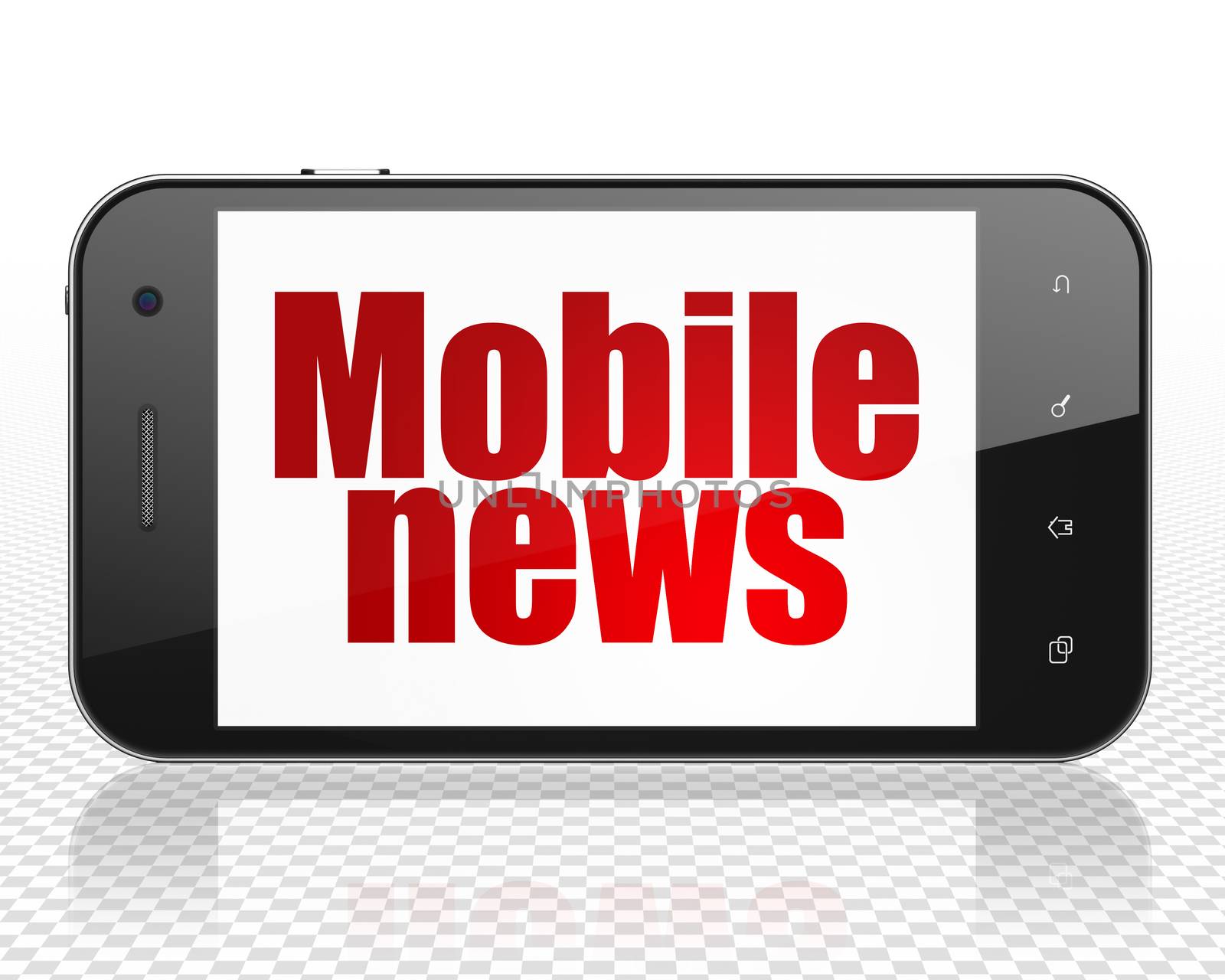 News concept: Smartphone with red text Mobile News on display, 3D rendering