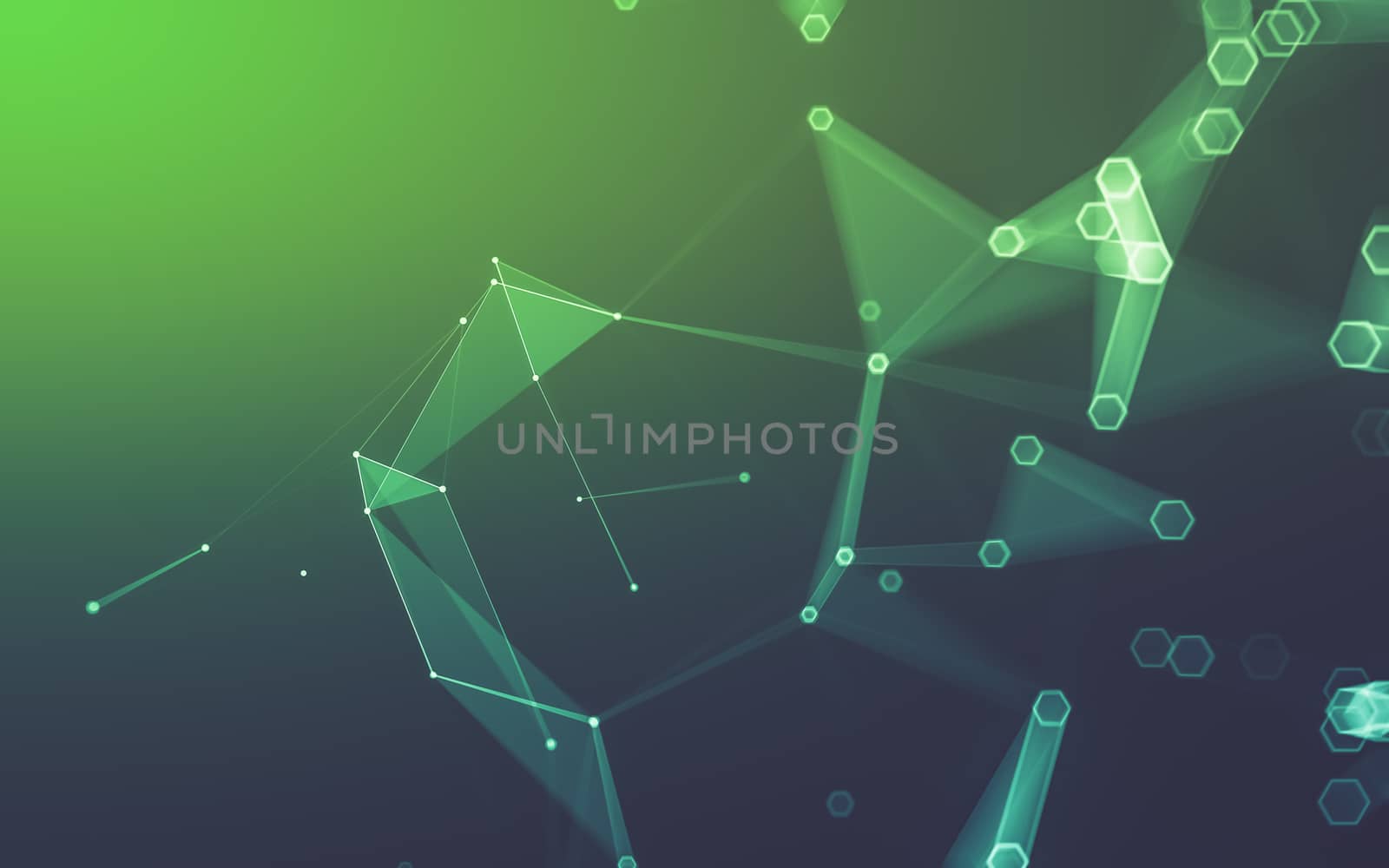 Abstract polygonal space low poly dark background, 3d rendering by teerawit