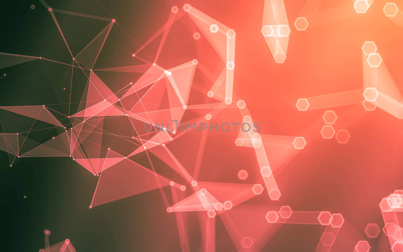 Abstract polygonal space low poly dark background with connecting dots and lines. Connection structure. 3d rendering